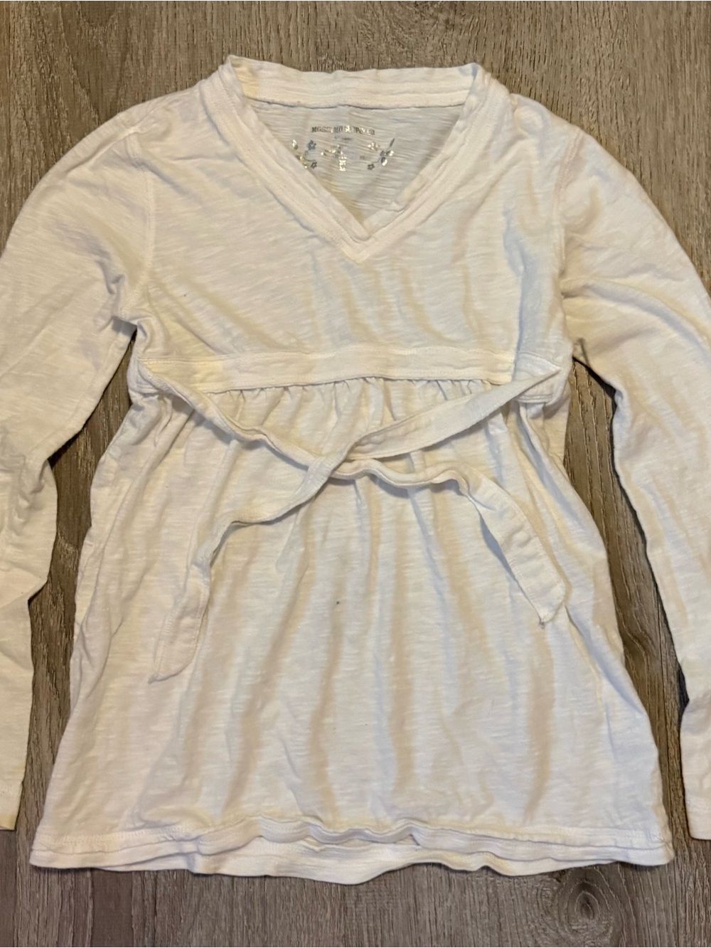 Y2k mossimo babydoll tie White V-Neck Tie-Waist Long Sleeve Top
